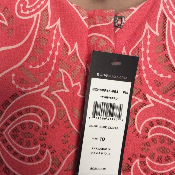 BCBGMaxAzria NWT Pink Crystal coral dress size 10 - Picture 5 of 8